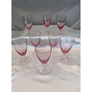 Tiffin Franciscan Wisteria Pink Juice Glass Set of 7 Stem 17501 Vintage 5 inch